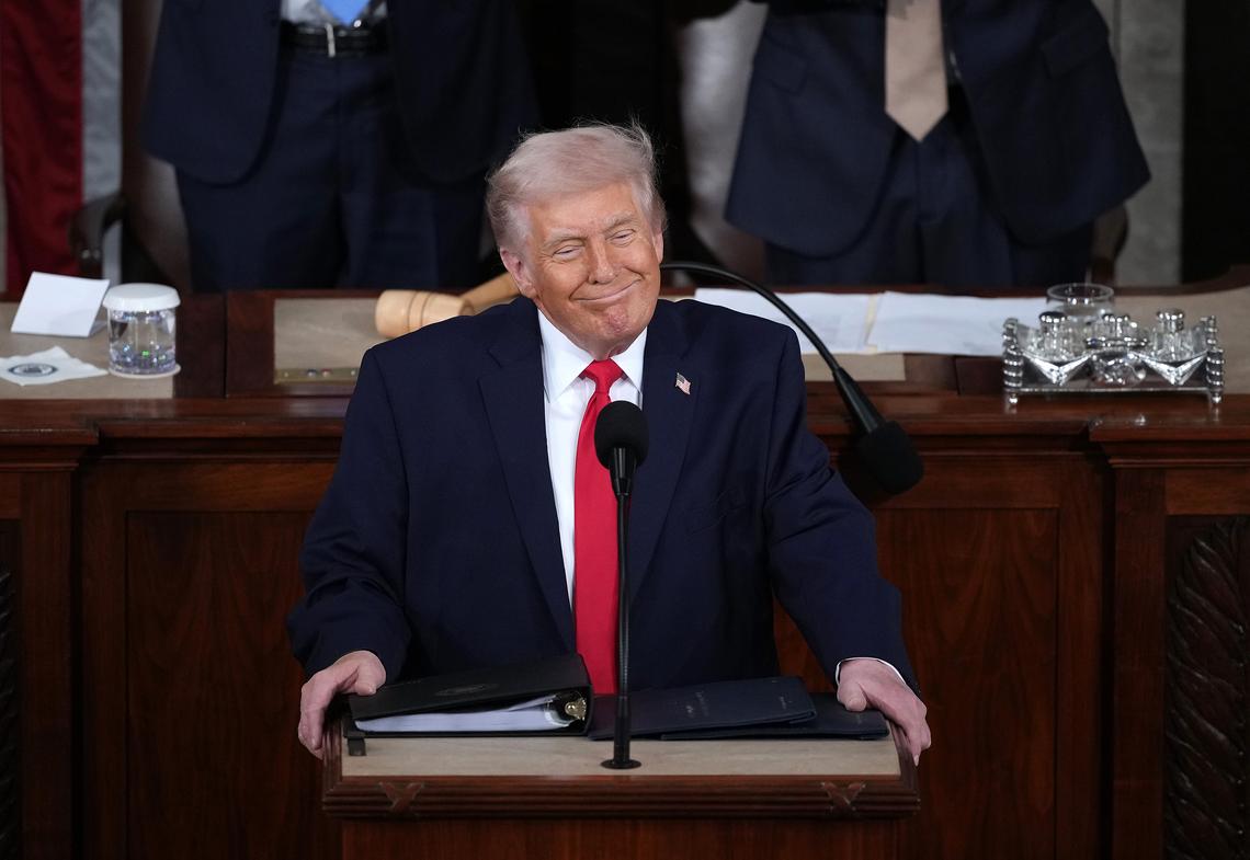 U.S. President Donald Trump delivers his State of the Union address during a Joint Session of Congress at the U.S. Capitol on Tuesday, Feb. 24, 2026, in Washington, D.C. (Andrew Harnik/Getty Images/TNS)