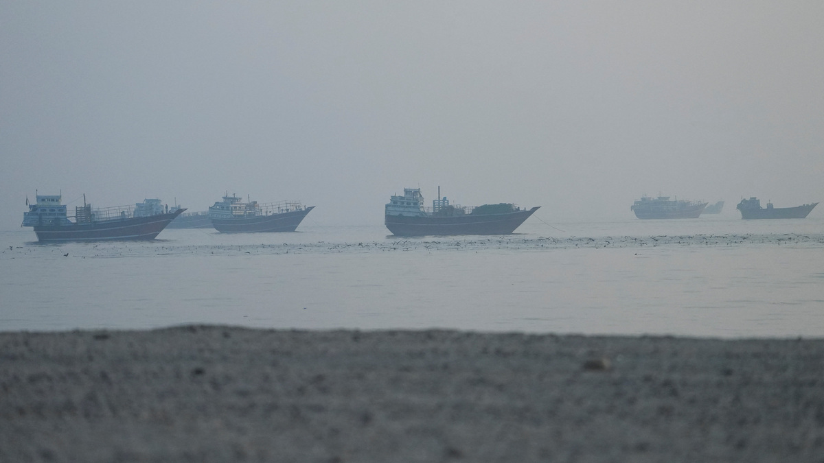 Vessels in the Strait of Hormuz, as seen from Musandam, Oman, June 15, 2026. REUTERS/Stringer