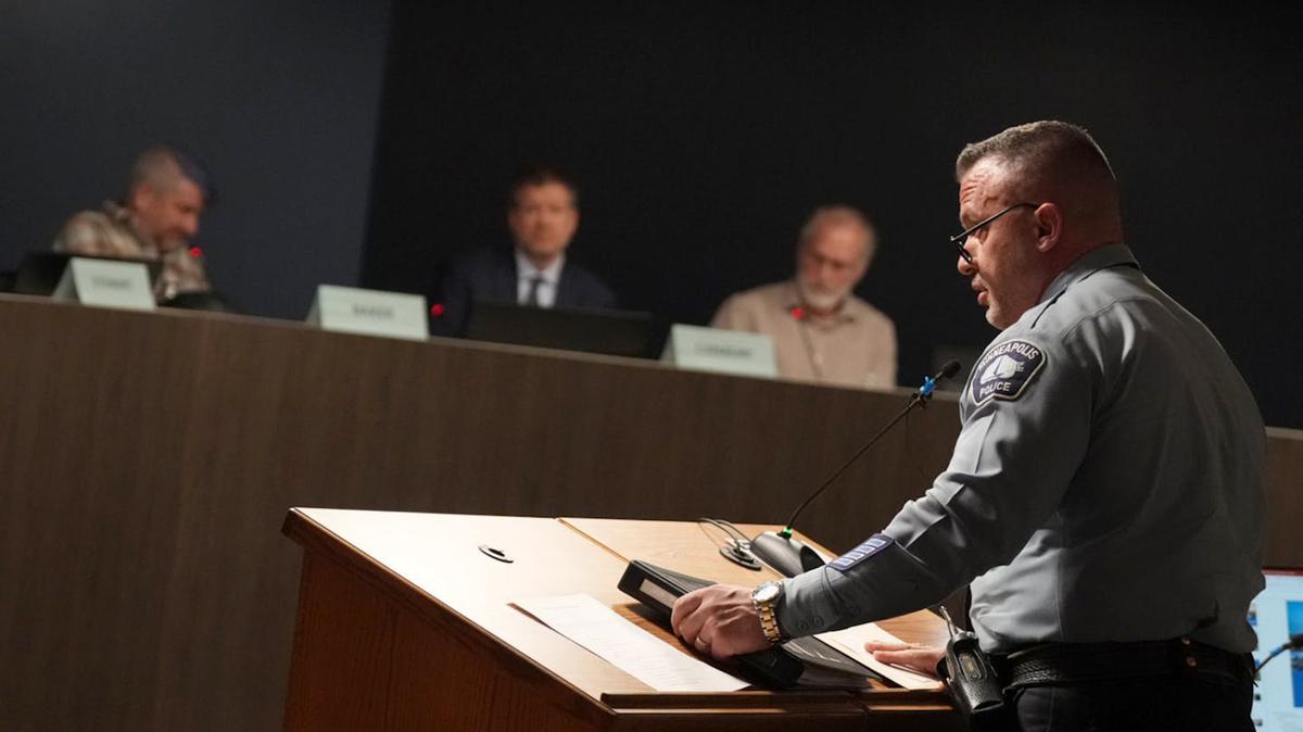 Minneapolis Police Chief Brian O'Hara speaks during the Community Commission on Police Oversight meeting in March. O'Hara's resignation on May 26, 2026, drew mixed reactions from residents. Some said he did a poor job and others said he was leading the department in the right direction. (Richard Tsong-Taatarii/The Minnesota Star Tribune/TNS)