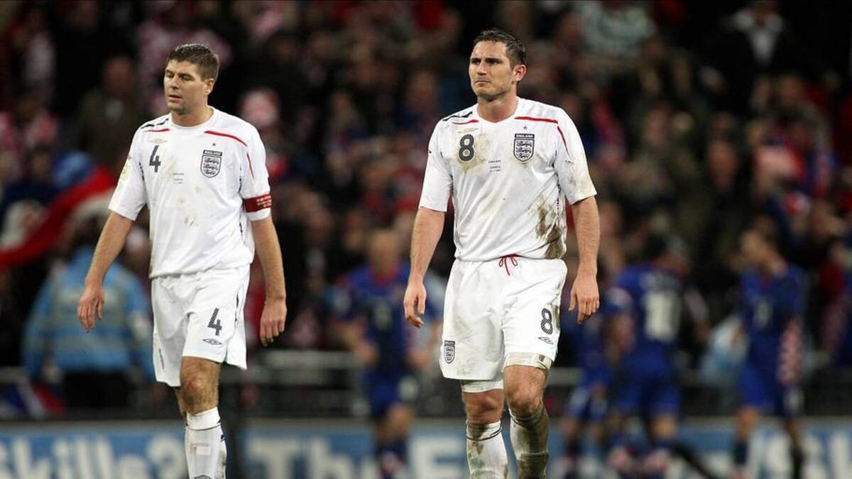  England's past managers found it difficult to squeeze their best talent into the lineup, including Steven Gerrard (4) and Frank Lampard (8). | Richard Sellers/Sportsphoto/Allstar/Getty Images 