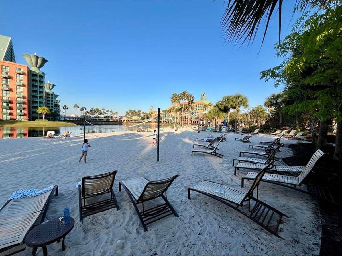  Guests play beach volleyball at the  Walt Disney World  Swan and Dolphin Resort's beach outside the Dolphin hotel. Photo credit: Linnea Bailey 