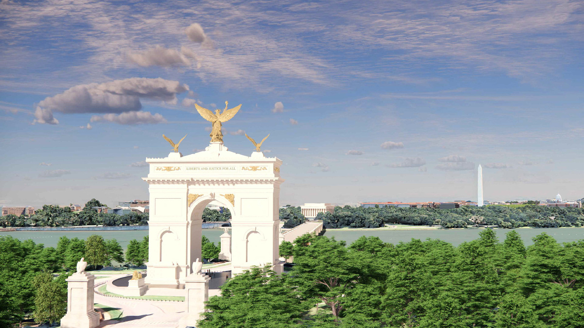 An artist's rendering of U.S. President Donald Trump's proposed 'Independence Arch' is seen in this handout obtained on April 10, 2026. U.S. Commission on Fine Arts/Handout via REUTERS