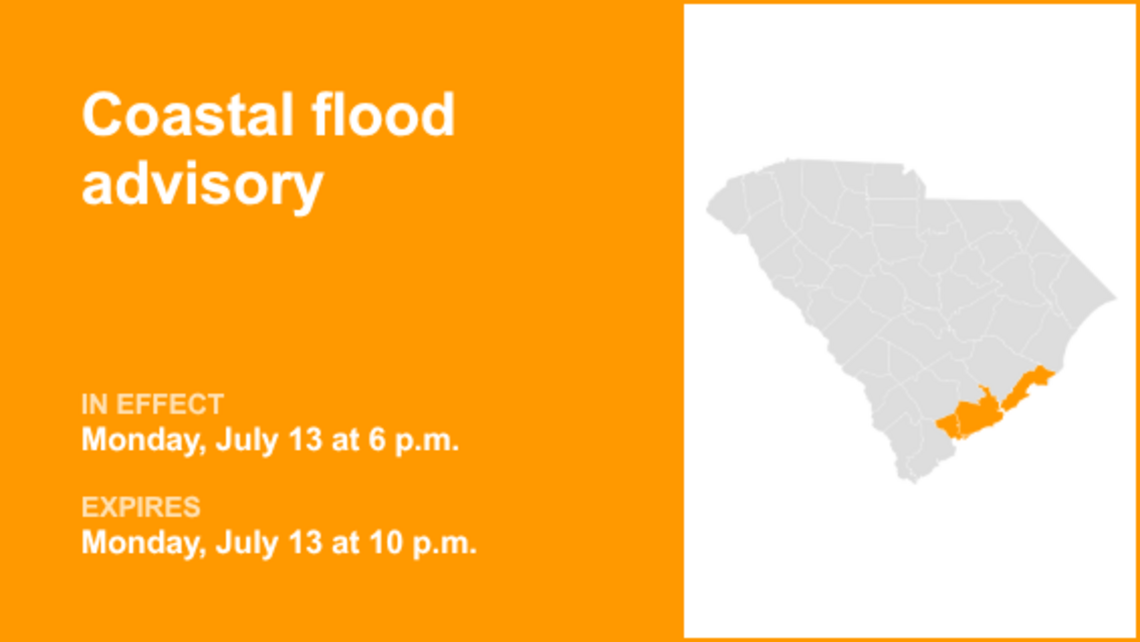 UPDATE: Coastal flood advisory for Coastal Colleton and Charleston County Tuesday night 