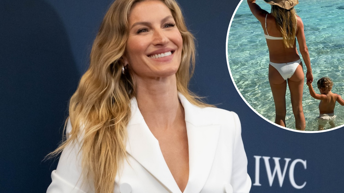 Gisele Bundchen Rocks White Bikini In Rare Pic With Son and Husband ...