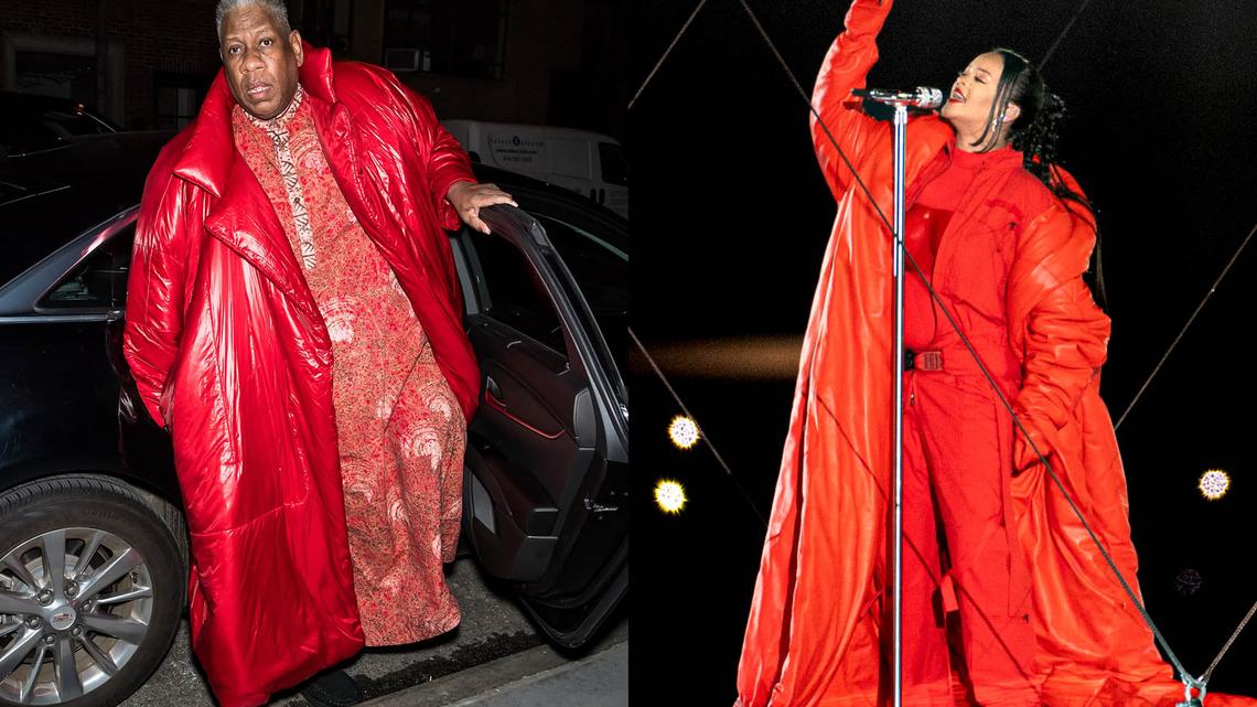 Rihanna honors André Leon Talley by wearing red, puffy coat in Super Bowl half-time show