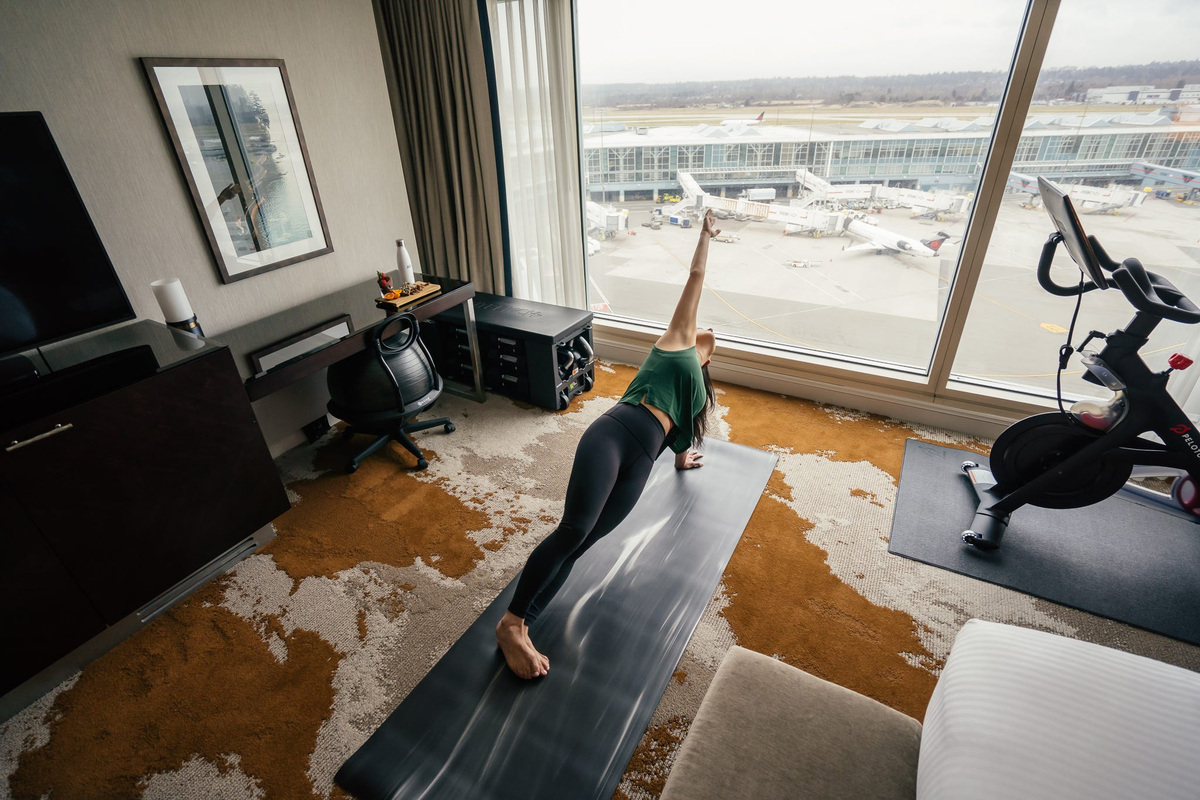 Fit on the Fly Suite Yoga at Fairmont Vancouver Airport.