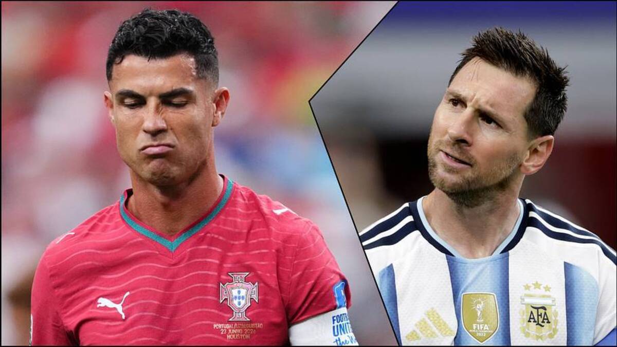 Cristiano Ronaldo (left) was predictably asked about Lionel Messi.