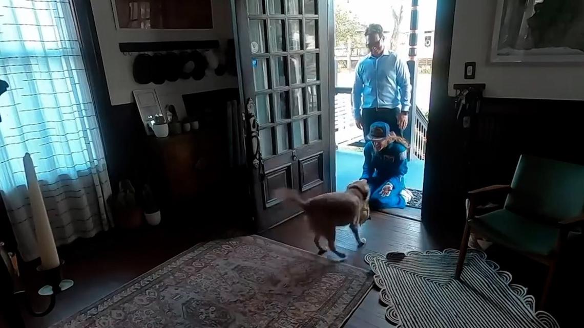 NASA astronaut Christina Koch received a very warm welcome from her pet dog Sadie as she arrived home after completing the Artemis II mission around the Moon aboard NASA’s Orion spacecraft.