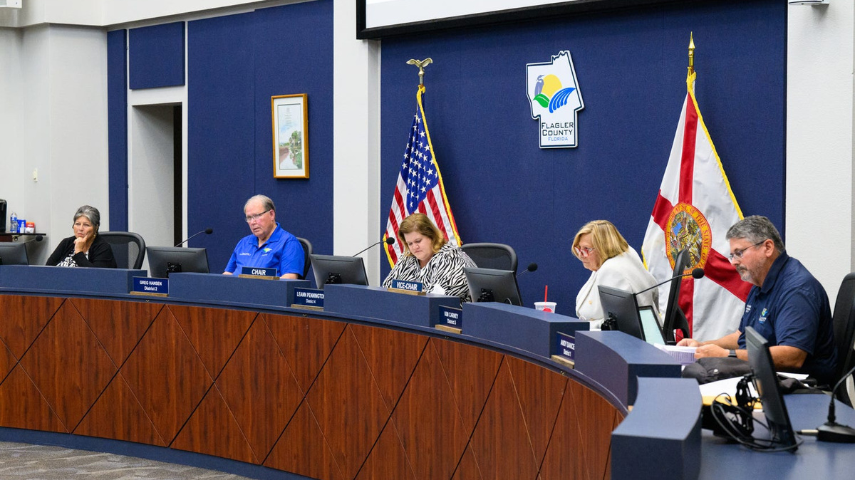 Flagler County Commissioners during a Board of County Commissioners meeting, June 8, 2026, in Bunnell.