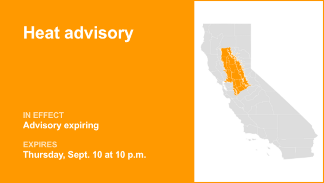 UPDATE: The heat advisory for Northern California is predicted to expire at 10 p.m. 