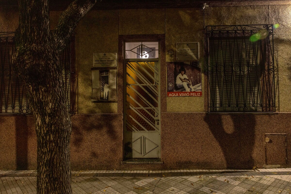 Diego Maradona's former home close to the Argentino Juniors stadium in Buenos Aires, Argentina, April 18, 2026. A multimillion-dollar battle for a soccer god's brand is being waged across continents, burning investors and tearing his family apart. (Sarah Pabst/The New York Times)
