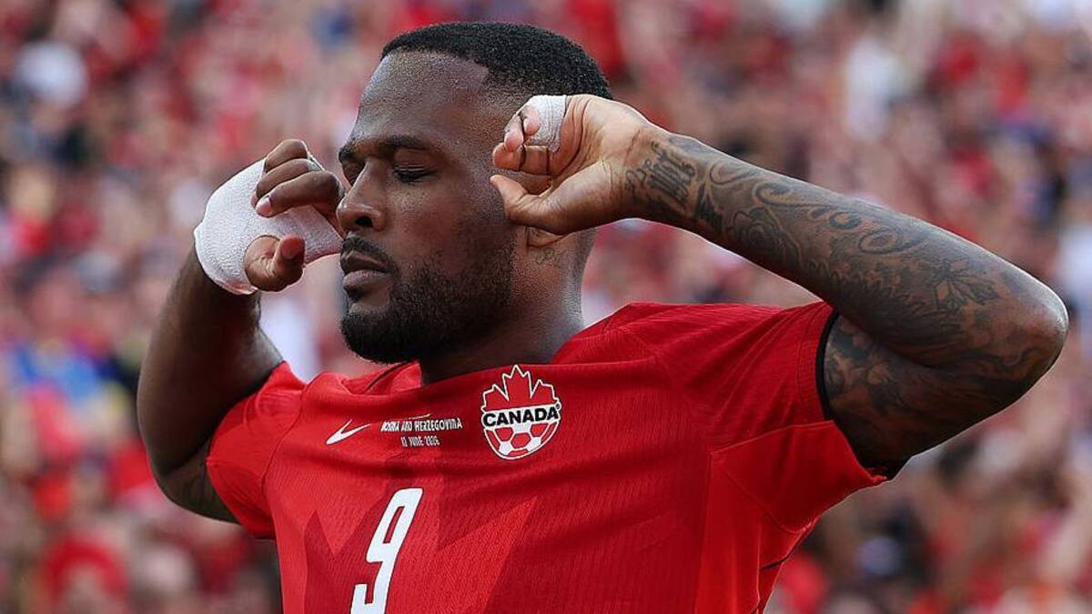  Cyle Larin scored Canada's first goal at the 2026 World Cup. | Charlotte Wilson/Getty Images 