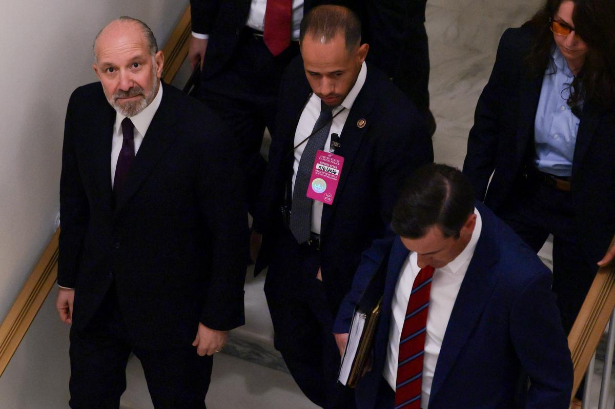 U.S. Commerce Secretary Howard Lutnick departs following an interview with the House Oversight and Government Reform Committee as part of the panel's ongoing probe of late sex offender and financier Jeffrey Epstein, on Capitol Hill in Washington, D.C., U.S., May 6, 2026. REUTERS/Jonathan Ernst