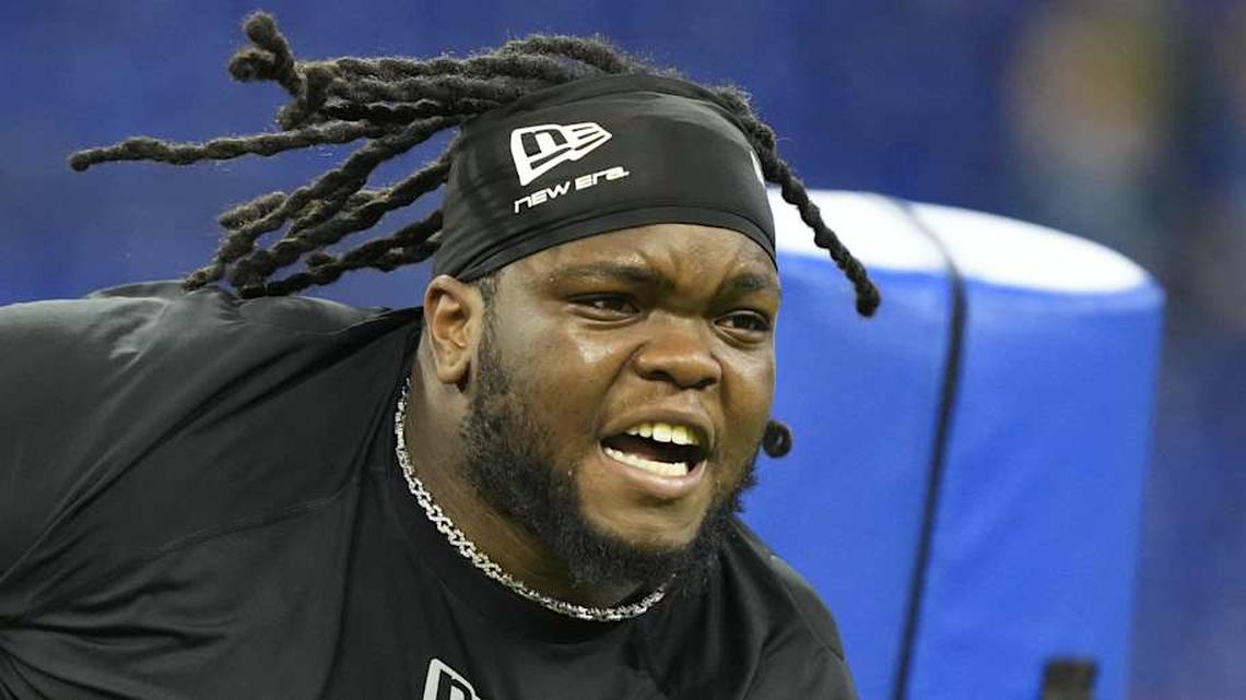  Feb 26, 2026; Indianapolis, IN, USA; Ohio State defensive lineman Kayden McDonald (DL21) during the NFL Scouting Combine at Lucas Oil Stadium. Mandatory Credit: Kirby Lee-Imagn Images | Kirby Lee-Imagn Images 