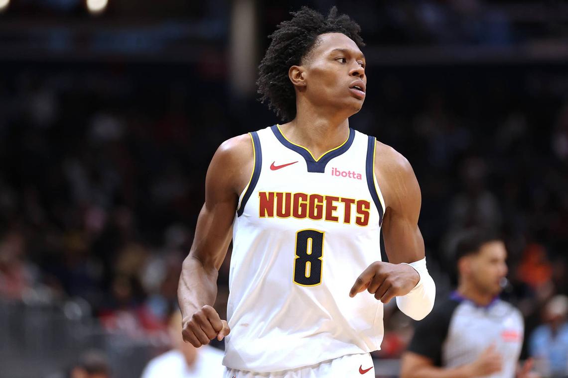  Denver Nuggets guard Peyton Watson (8) Daniel Kucin Jr.-Imagn Images