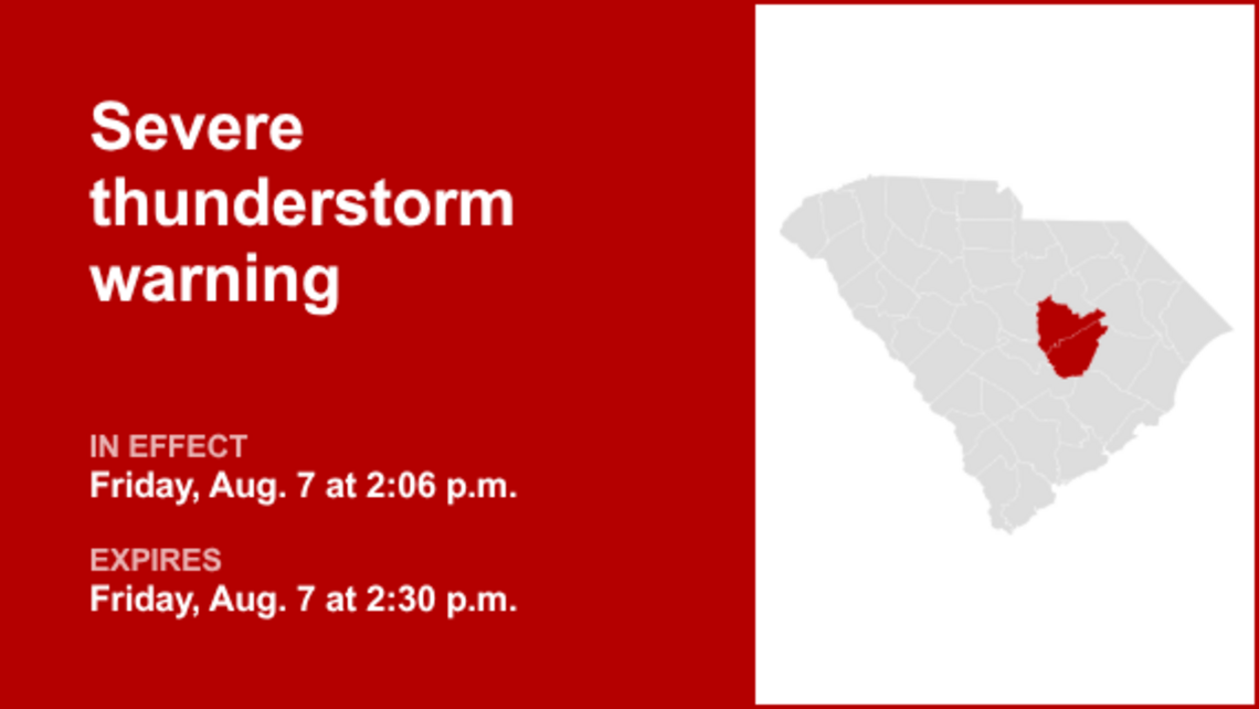 UPDATE: The current severe thunderstorm warning will expire at 2:30 p.m. 