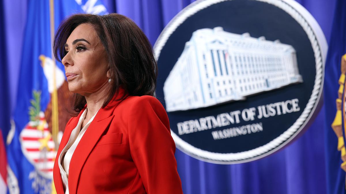 U.S. Attorney for Washington, D.C., Jeanine Pirro delivers remarks on an arrest connected to the 2012 U.S. Embassy attack in Benghazi, at the Department of Justice on Feb. 6, 2026, in Washington, D.C. (Kevin Dietsch/Getty Images/TNS)