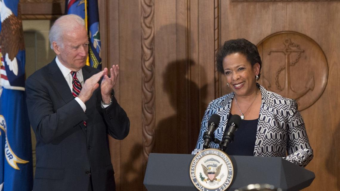 Loretta Lynch delivers remarks alongside Vice President Joe Biden after she was sworn in as the 83rd U.S. attorney general at the Justice Department in Washington, D.C., on April 27, 2015. The Senate confirmed her nomination on April 23, 2015. File Photo by Kevin Dietsch/UPI