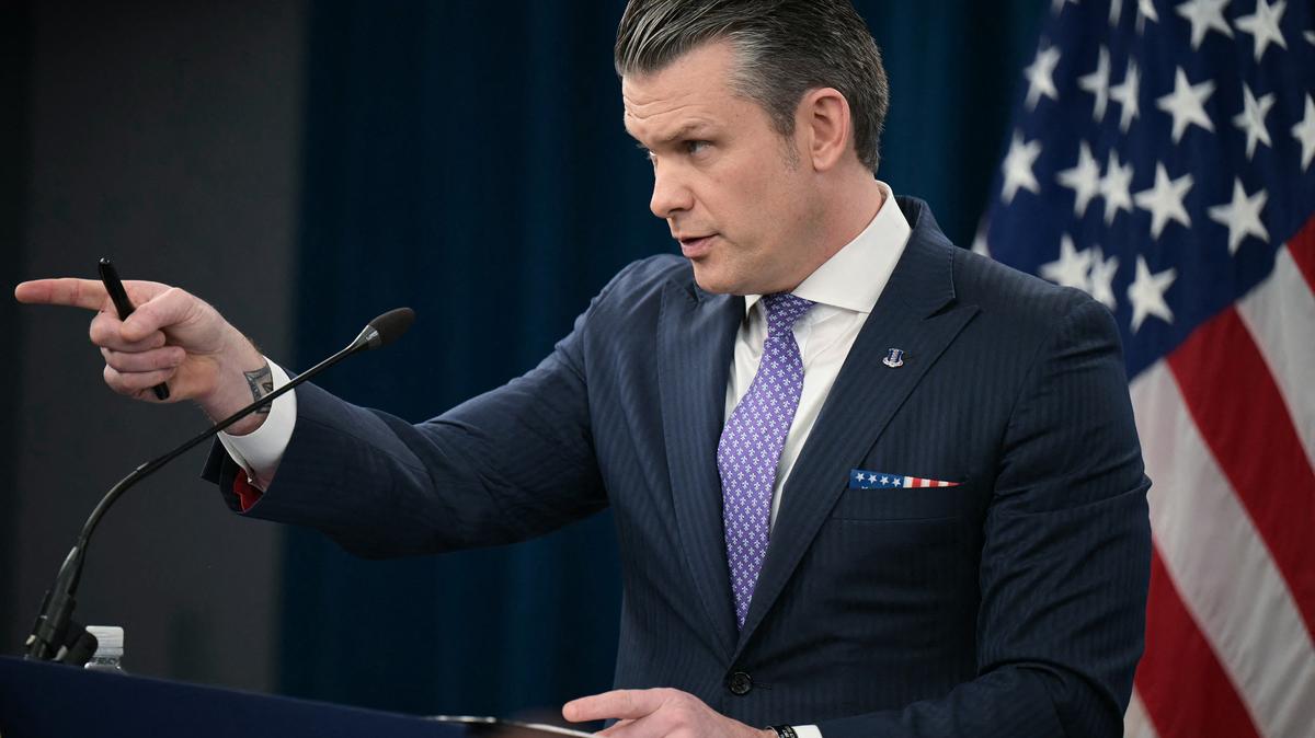 U.S. Secretary of Defense Pete Hegseth speaks during a press briefing at the Pentagon in Washington, D.C., on March 31, 2026. Hegseth said Tuesday that talks on ending the Iran war are making progress even as the more than month-long US-Israeli military campaign against the Islamic republic continued. "They are very real. They are ongoing, they are active, and I think, gaining strength," Hegseth told reporters of the negotiations. (Oliver Contreras/AFP/Getty Images/TNS)