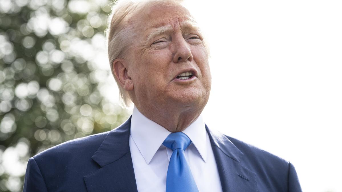 Trump at White House. President Donald Trump speaks to media while departing the White House to travel to Rome, at the White House, in Washington, D.C., on Friday, April 25, 2025.