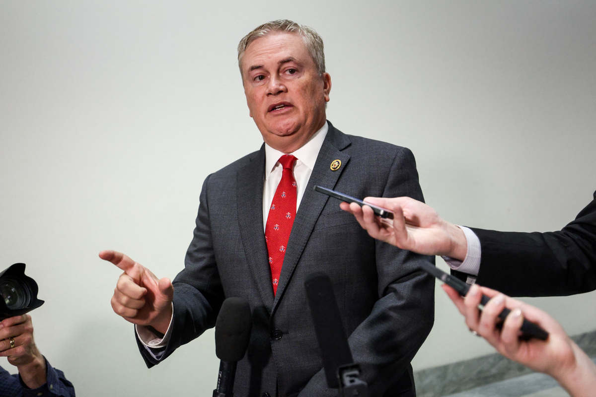 Chairman of the House Oversight Committee James Comer (R-KY) speaks to the media as he arrives to attend a closed door interview with Bill Gates before the House Oversight Committee investigating late financier and sex offender Jeffrey Epstein, on Capitol Hill in Washington, D.C., U.S., June 10, 2026. REUTERS/Kevin Lamarque