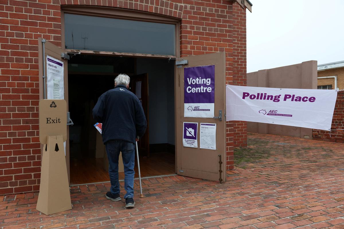 A man enters a pre-polling centre ahead of the Farrer by-election in Corowa, Australia, May 6, 2026. REUTERS/Hollie Adams