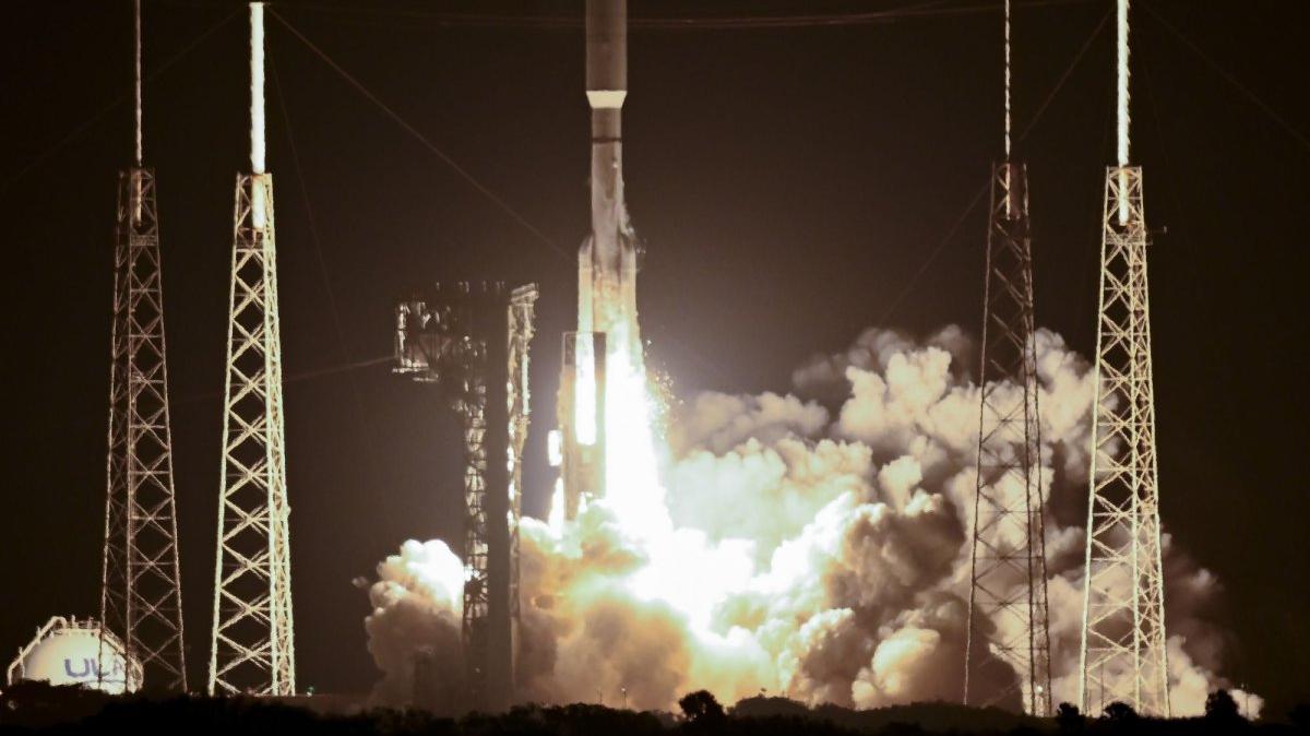 A United Launch Alliance Atlas V rocket launches 29 Amazon Leo satellites into orbit from Launch Complex 41 at the Cape Canaveral Space Force Station, in Florida on Monday. This launch, carrying 29 satellites on board, is the sixth of nine missions planned for the constellation. Photo by Joe Marino/UPI