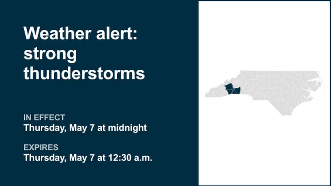 Weather alert issued for Western North Carolina early Thursday, says the NWS 