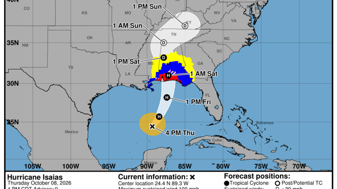 Category 2 Hurricane Isaias: Thursday, Oct. 8 update from the NHC on latest developments 