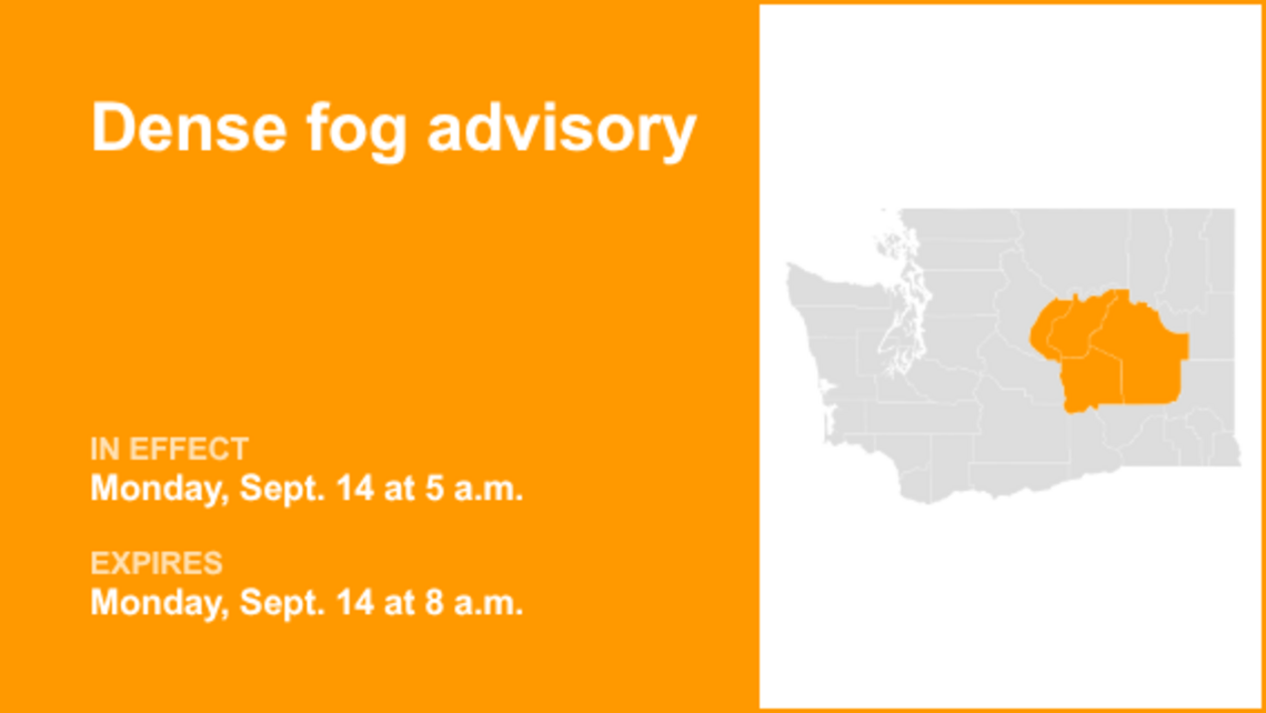 UPDATE: Dense fog advisory previously issued for Eastern Washington will expire at 10 a.m. 