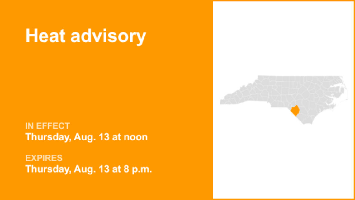 UPDATE: Robeson County placed under a heat advisory Thursday 