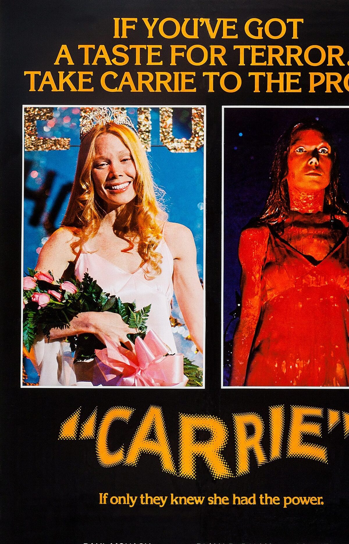 CARRIE, left and right: Sissy Spacek on U.S. poster art, 1976.Courtesy the Everett Collection