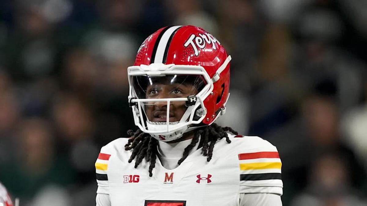  Nov 29, 2025; Detroit, Michigan, USA; Maryland quarterback Malik Washington (7) prepares to take a snap against Michigan State in the first quarter at Ford Field. Mandatory Credit: Brendan Mullin-Imagn Images | Brendan Mullin-Imagn Images 