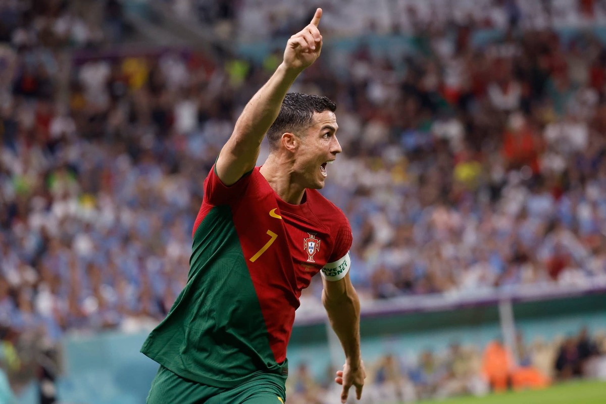  Portugal forward Cristiano Ronaldo celebrates his goal scored against Uruguay at the 2022 World Cup. Yukihito Taguchi-USA TODAY Sports