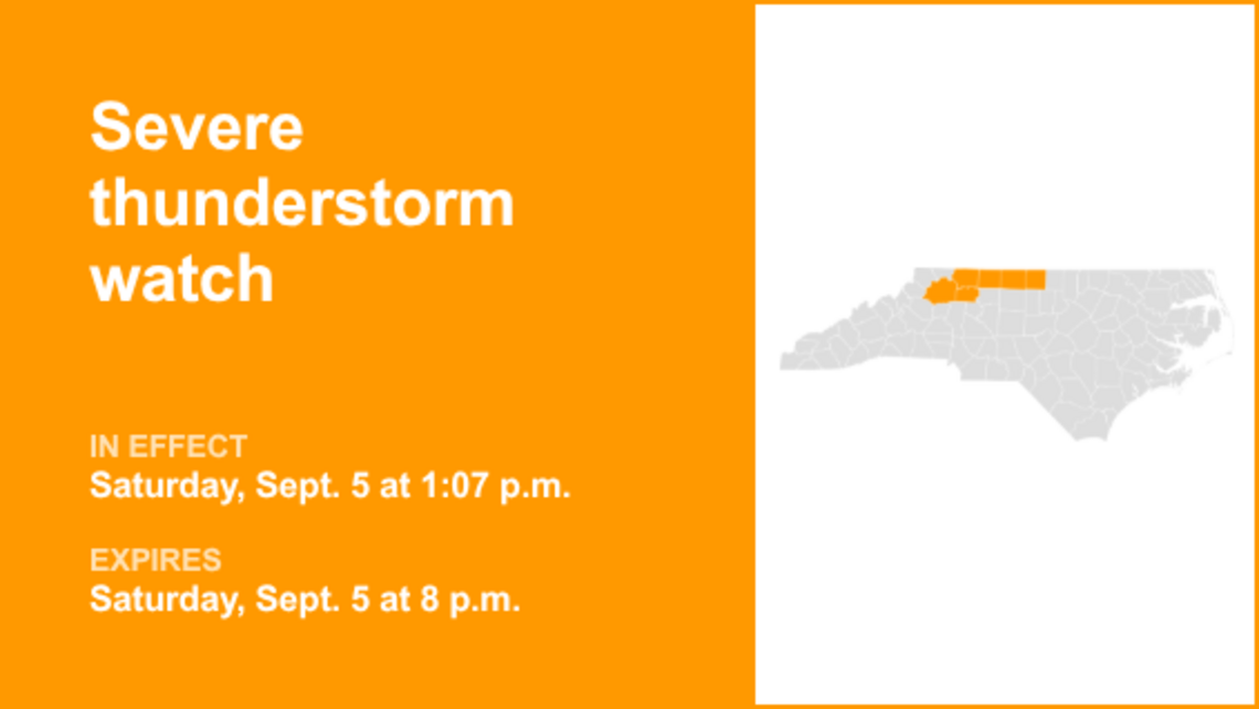 Severe thunderstorm watch for Northwest Piedmont until Saturday evening 