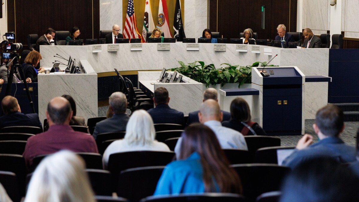 A Board of Supervisors meeting at the San Diego County Administration Building on Tuesday, March 24, 2026. (Kristian Carreon / The San Diego Union-Tribune)