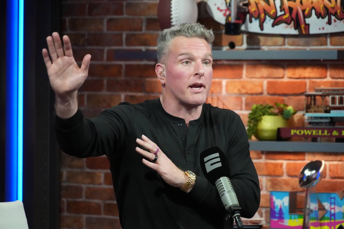  Feb 6, 2026; San Francisco, CA, USA; Pat McAfee on the Pat McAfee Show set at the Super Bowl LX media center at the Moscone Center. Mandatory Credit: Kirby Lee-Imagn Images 