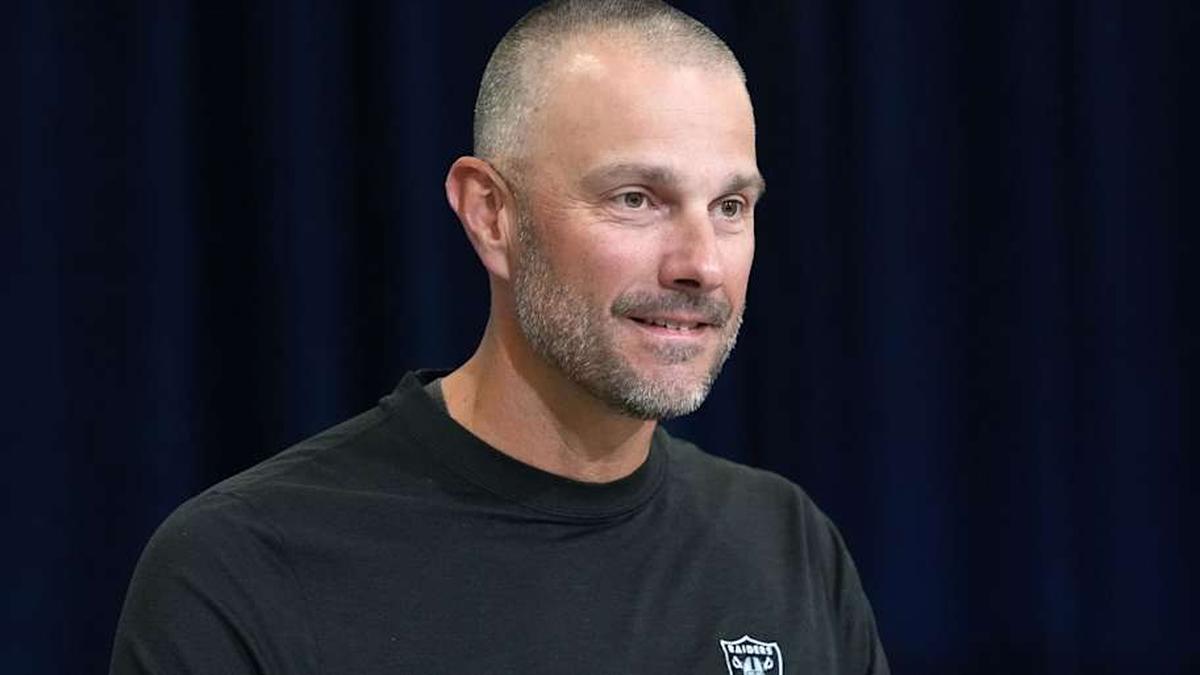  Feb 24, 2026; Indianapolis, IN, USA; Las Vegas Raiders general manager John Spytek speaks at the NFL Scouting Combine at the Indiana Convention Center. Mandatory Credit: Kirby Lee-Imagn Images | Kirby Lee-Imagn Images 