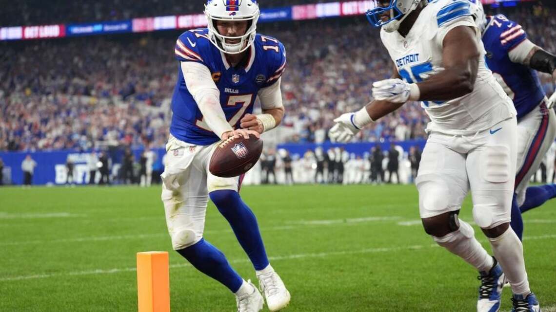 Allen’s 5 TDs help Bills party in new home, whip Lions, 41-31
