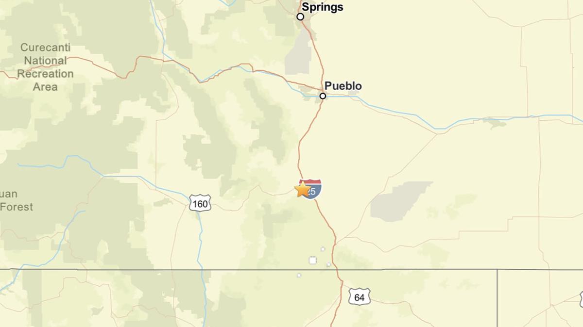 A map from the U.S. Geological Survey shows where a small earthquake was recorded in southern Colorado on Monday, May 18, 2026. (U.S. Geological Survey/TNS)