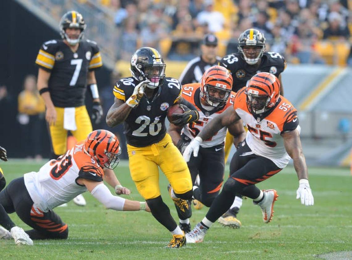  Pittsburgh Steelers running back Le'Veon Bell rushes against the Cincinnati Bengals. © Philip G. Pavely-USA TODAY Sports