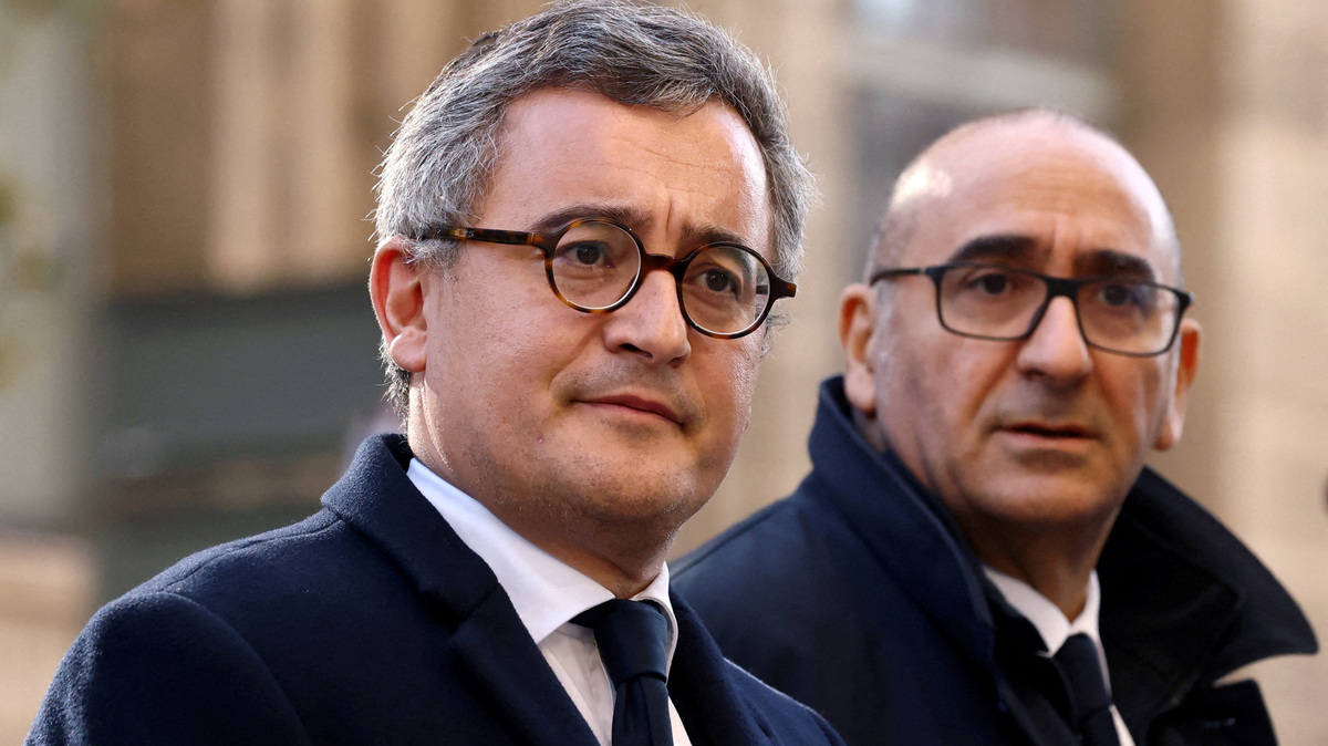 FILE PHOTO: French Justice Minister Gerald Darmanin and Interior Minister Laurent Nunez arrive to attend a working meeting on organized crime at the Prefecture of Bouches-du-Rhone in Marseille, France, November 20, 2025. REUTERS/Manon Cruz/File Photo