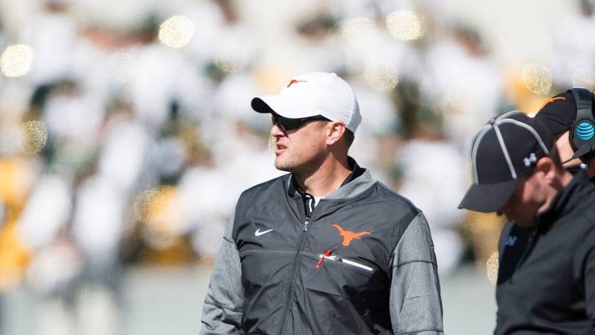  Oct 28, 2017; Waco, TX, USA; Texas Longhorns head coach Tom Herman watches his team take on the Baylor Bears during the second half at McLane Stadium. The Longhorns defeat the Bears 38-7. Mandatory Credit: Jerome Miron-USA TODAY Sports | IMAGN IMAGES via Reuters Connect 