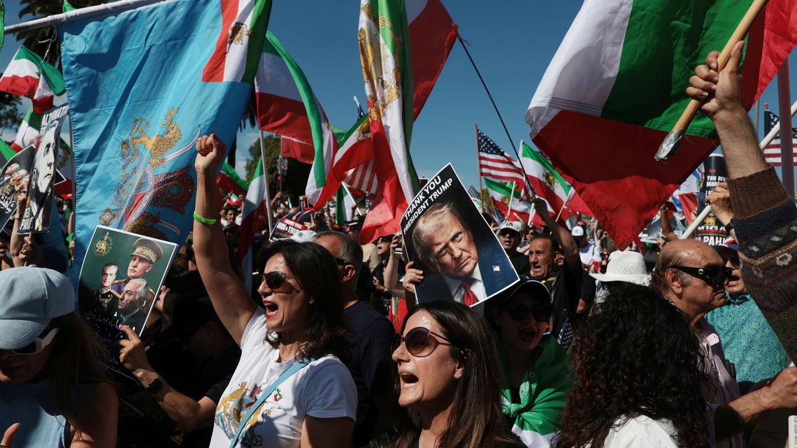 Thousands rally in Westwood as U.S.-Iran war escalates, calling for a 'free Iran' 