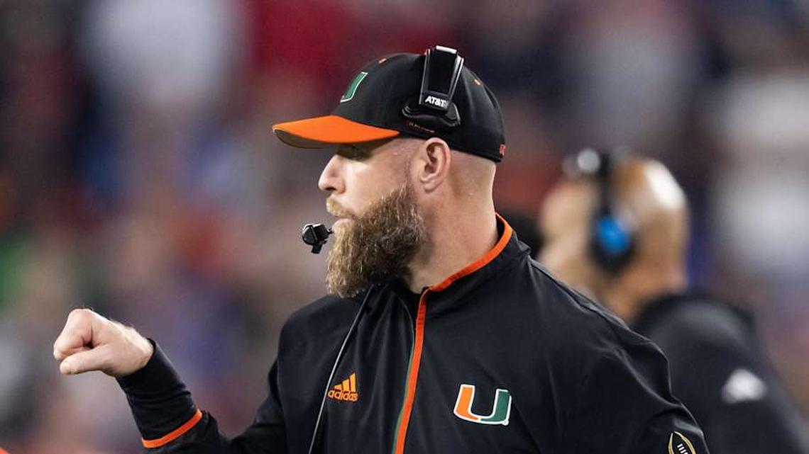  Jan 8, 2026; Glendale, AZ, USA; Miami Hurricanes defensive coordinator Corey Hetherman against the Mississippi Rebels during the 2026 Fiesta Bowl and semifinal game of the College Football Playoff at State Farm Stadium. Mandatory Credit: Mark J. Rebilas-Imagn Images | Mark J. Rebilas-Imagn Images 