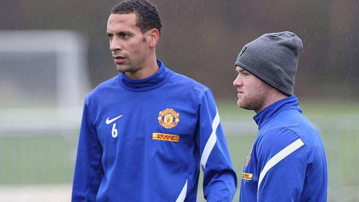 Rio Ferdinand (left) features twice in the top 25, while Wayne Rooney also makes the list. | John Peters/Manchester United/Getty Images 