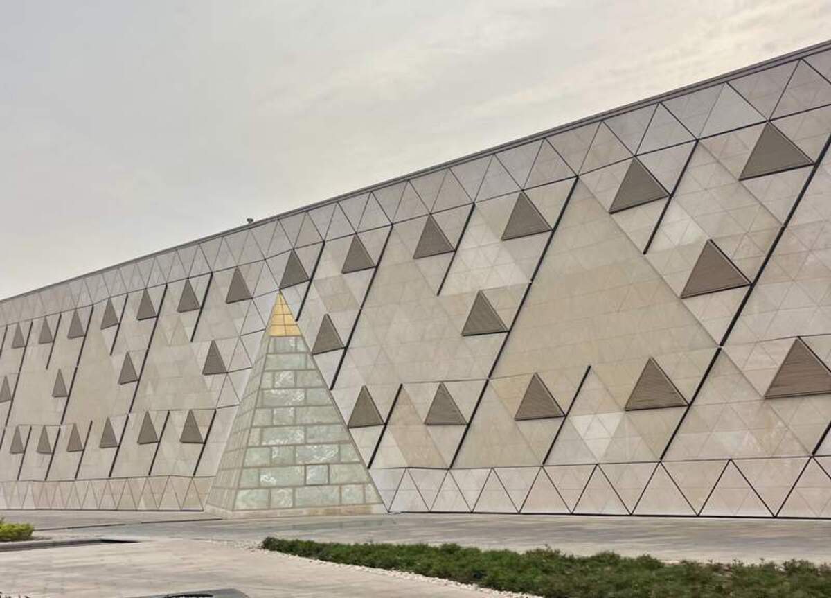 The striking exterior of the new Grand Egyptian Museum in Giza, home to more than 100,000 ancient artifacts. Photo credit: Lauren Salisbury 