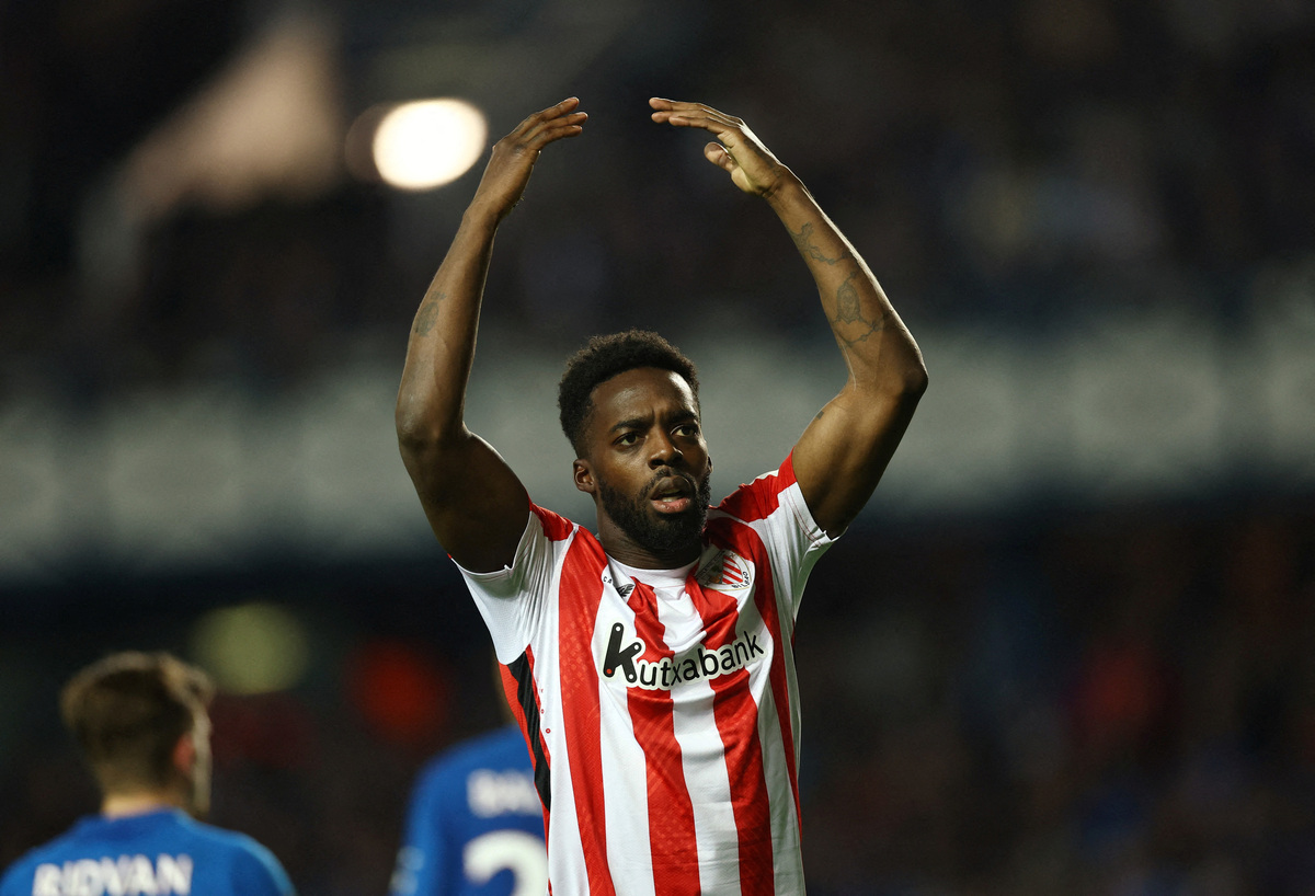 FILE PHOTO: Soccer Football - Europa League - Quarter Final - First Leg - Rangers v Athletic Bilbao - Ibrox, Glasgow, Scotland, Britain - April 10, 2025 Athletic Bilbao's Inaki Williams reacts Action Images via Reuters/Lee Smith/File Photo