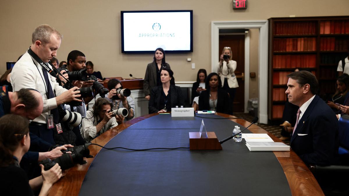 Acting U.S. Attorney General Todd Blanche looks on, as members of the media take pictures, before he testifies at a House Appropriations Commerce, Justice, Science and Related Agencies Subcommittee oversight hearing on the Department of Justice on Capitol Hill in Washington on Tuesday.