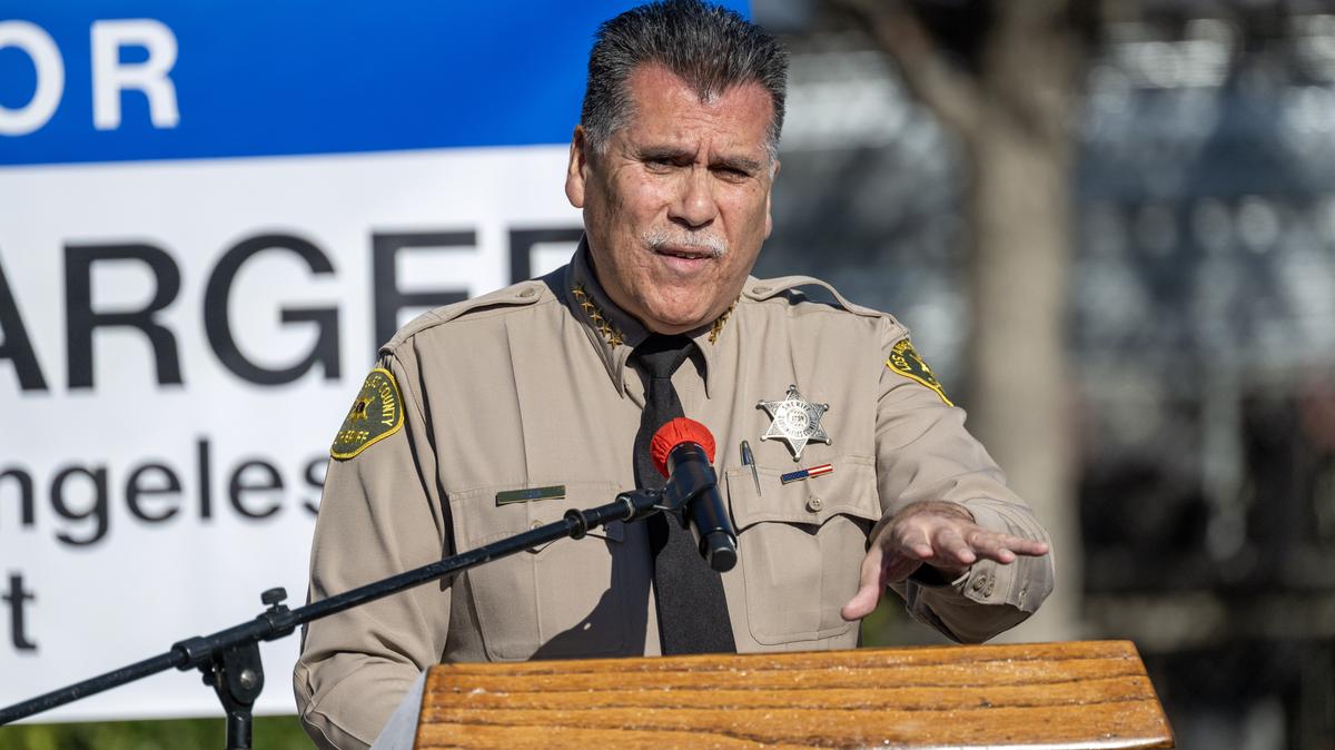 Los Angeles County Sheriff Robert Luna speaks during a ceremony to rename the Castaic Sports Complex in honor of fallen Los Angeles County Sheriff’s Deputy Ryan Clinkunbroomer on Friday, January 16, 2026 in Castaic, CA. (Photo by Hans Gutknecht, Los Angeles Daily News/SCNG)